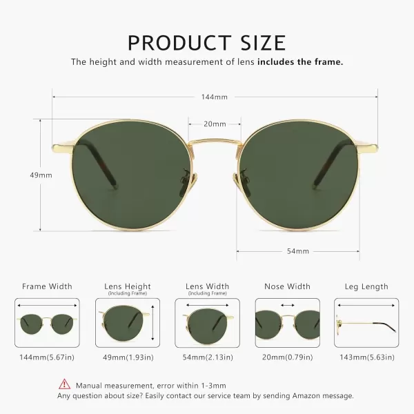 SUNGAIT Ponderable Metal Round Sunglasses for Men Women Classic Vintage Polarized Circle Sun Glasses2 Pack PolarizedgoldGreengoldBrown
