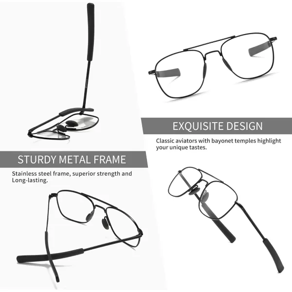 SUNGAIT Rectangular Nonprescription Clear Glasses Aviator Night Driving Glasses HD Lens for Men285 Black FrameClear Lens