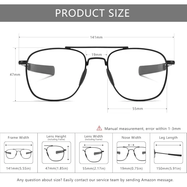 SUNGAIT Rectangular Nonprescription Clear Glasses Aviator Night Driving Glasses HD Lens for Men285 Black FrameClear Lens