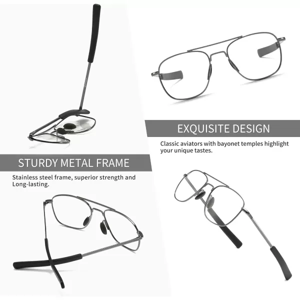 SUNGAIT Rectangular Nonprescription Clear Glasses Aviator Night Driving Glasses HD Lens for Men285 Gunmetal FrameClear Lens