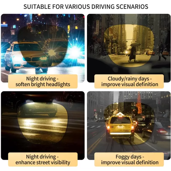 SUNGAIT Rectangular Nonprescription Clear Glasses Aviator Night Driving Glasses HD Lens for Men285 GunmetalYellow  GunmetalClear