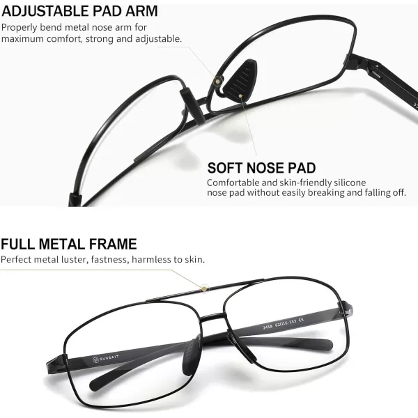 SUNGAIT Rectangular Nonprescription Clear Glasses Aviator Night Driving Glasses HD Lens for Men458 BlackYellow  BlackClear