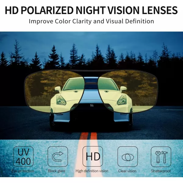 SUNGAIT Rectangular Nonprescription Clear Glasses Aviator Night Driving Glasses HD Lens for Men458 BlackYellow  BlackClear