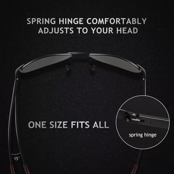 SUNGAIT Ultra Lightweight Polarized Sunglasses Men Rectangular Metal Frame with Spring HingeBlack FramePhotochromic Polarized Lens