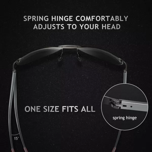 SUNGAIT Ultra Lightweight Polarized Sunglasses Men Rectangular Metal Frame with Spring HingeGunmetal FrameGrey Lens