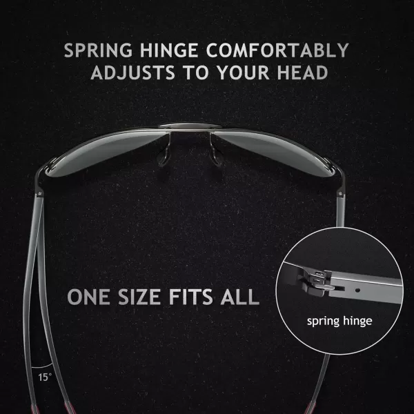 SUNGAIT Ultra Lightweight Polarized Sunglasses Men Rectangular Metal Frame with Spring HingeGunmetal FramePhotochromic Polarized Lens