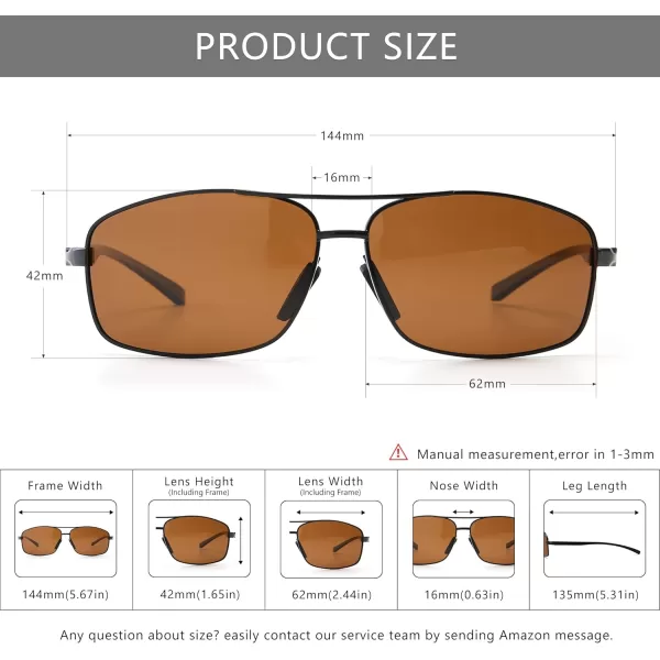 SUNGAIT Ultra Lightweight Rectangular Polarized Sunglasses UV400 Protection2 Pack Black Grayblack Brown