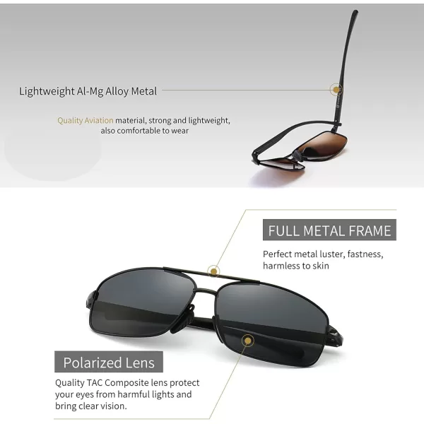 SUNGAIT Ultra Lightweight Rectangular Polarized Sunglasses UV400 Protection2 Pack Black Grayblack Brown