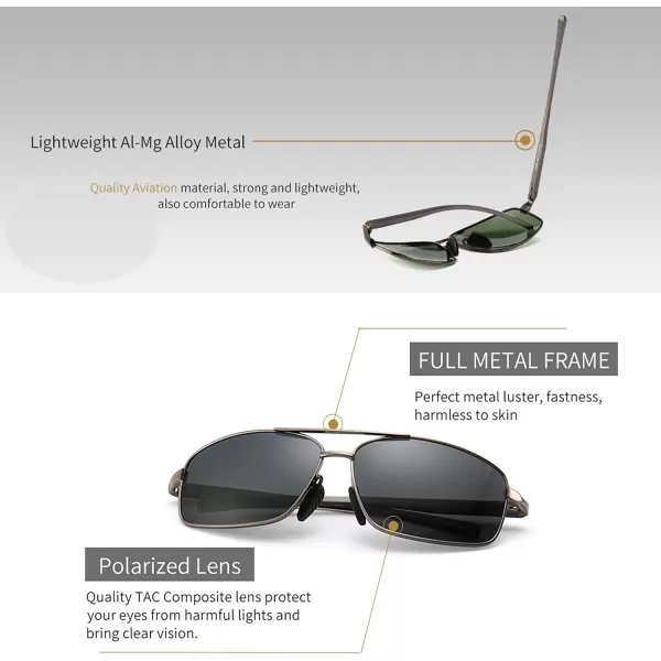 SUNGAIT Ultra Lightweight Rectangular Polarized Sunglasses UV400 Protection2 Pack Gunmetal Gray  Gunmetal Dark Green