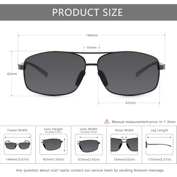 SUNGAIT Ultra Lightweight Rectangular Polarized Sunglasses UV400 Protection2 Pack Gunmetal Gray  Gunmetal Dark Green
