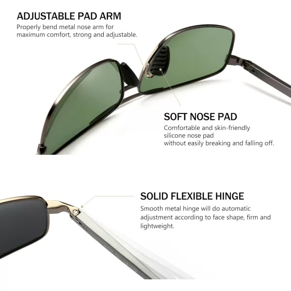 SUNGAIT Ultra Lightweight Rectangular Polarized Sunglasses UV400 Protection2 Pack Gunmetal Gray  Gunmetal Dark Green
