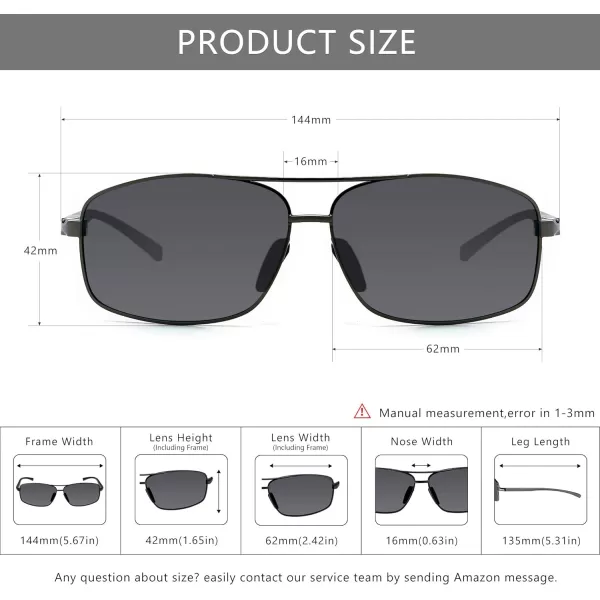 SUNGAIT Ultra Lightweight Rectangular Polarized Sunglasses UV400 Protection2 Pack Gunmetal Grayblack Brown