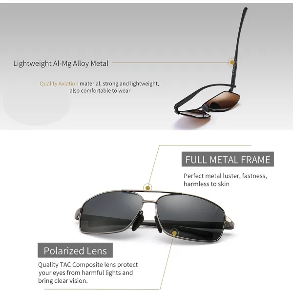SUNGAIT Ultra Lightweight Rectangular Polarized Sunglasses UV400 Protection2 Pack Gunmetal Grayblack Brown