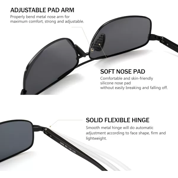SUNGAIT Ultra Lightweight Rectangular Polarized Sunglasses UV400 Protection2024 Black Frame Gray Lens