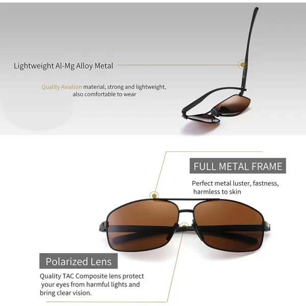 SUNGAIT Ultra Lightweight Rectangular Polarized Sunglasses UV400 ProtectionBrown LensBlack Frame