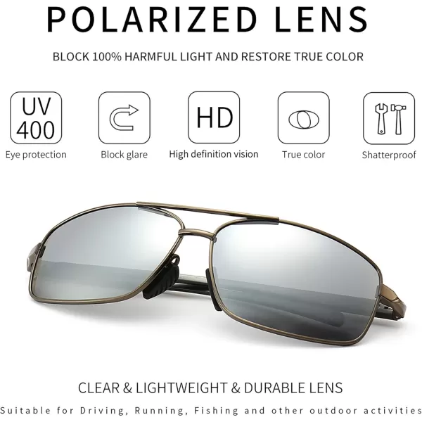 SUNGAIT Ultra Lightweight Rectangular Polarized Sunglasses UV400 ProtectionGunmetal Frame Silver Mirrored Lens