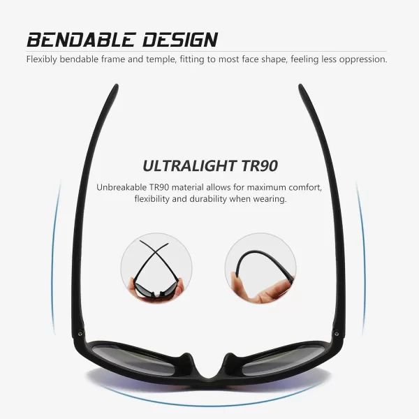 SUNGAIT Ultralight Polarized Sunglasses for Men Women Unbreakable UV Protection Fishing Cycling Running Polarized Blue Mirror LensBlack Frame Matte Finish S801PGSHEKL