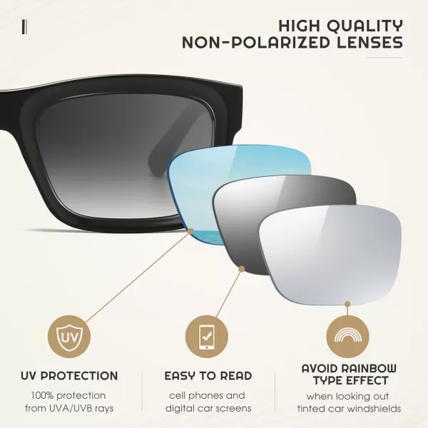 SUNGAIT Unisex Classic Rectangular Sunglasses UV400 ProtectionGlossy Black FrameGray Gradient Lens