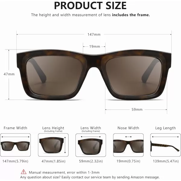 SUNGAIT Unisex Classic Rectangular Sunglasses UV400 ProtectionMatte Havana FrameLight Brown Lens