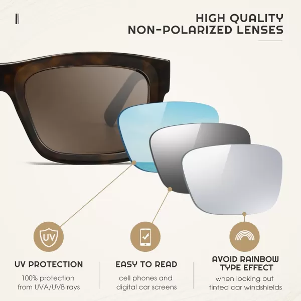 SUNGAIT Unisex Classic Rectangular Sunglasses UV400 ProtectionMatte Havana FrameLight Brown Lens