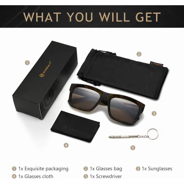 SUNGAIT Unisex Classic Rectangular Sunglasses UV400 ProtectionMatte Havana FrameLight Brown Lens