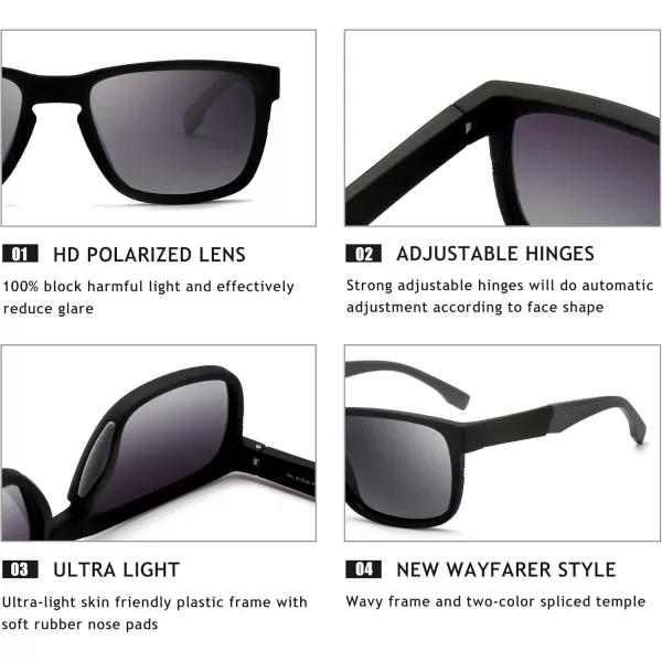 SUNGAIT Unisex Polarized Sunglasses Stylish Sun Glasses with Spring Hinges for Men ampamp WomenBlack Frame Matte Finish Grey Gradient Lens