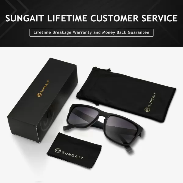 SUNGAIT Unisex Polarized Sunglasses Stylish Sun Glasses with Spring Hinges for Men ampamp WomenBlack Frame Matte Finish Grey Gradient Lens