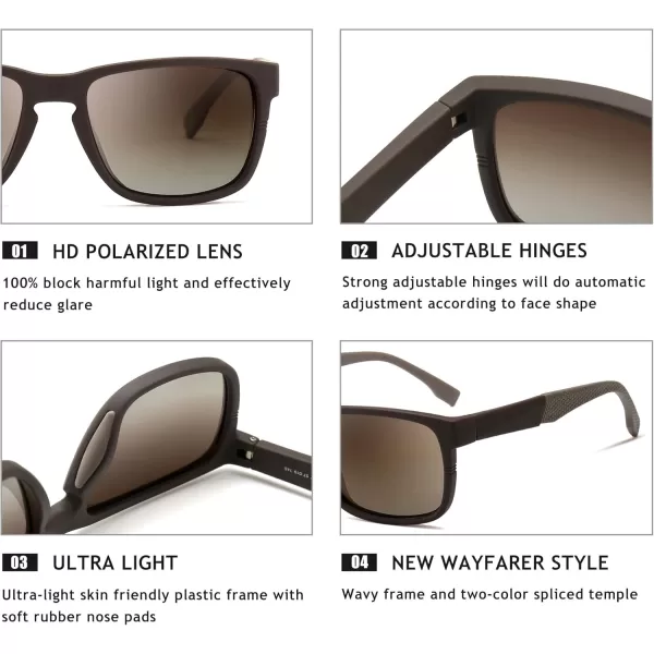 SUNGAIT Unisex Polarized Sunglasses Stylish Sun Glasses with Spring Hinges for Men ampamp WomenBrown Frame Matte FinishBrown Gradient Lens