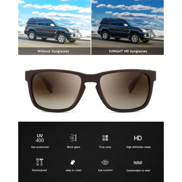 SUNGAIT Unisex Polarized Sunglasses Stylish Sun Glasses with Spring Hinges for Men ampamp WomenBrown Frame Matte FinishBrown Gradient Lens