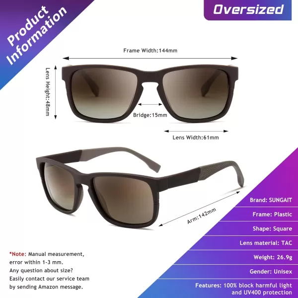 SUNGAIT Unisex Polarized Sunglasses Stylish Sun Glasses with Spring Hinges for Men ampamp WomenBrown Frame Matte FinishBrown Gradient Lens