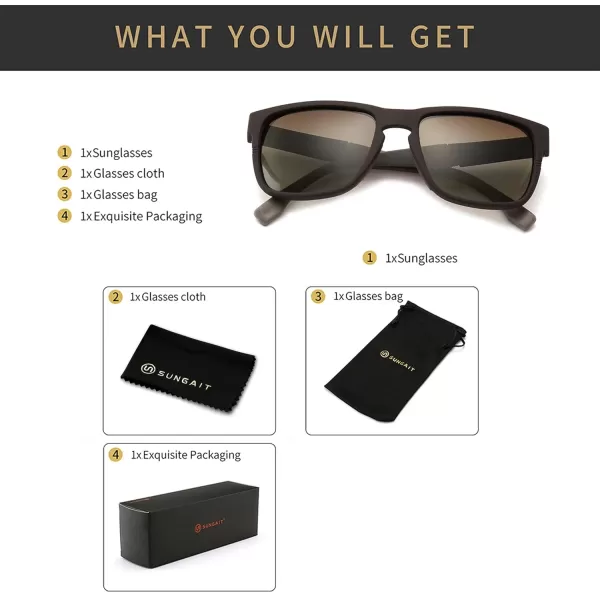 SUNGAIT Unisex Polarized Sunglasses Stylish Sun Glasses with Spring Hinges for Men ampamp WomenBrown Frame Matte FinishBrown Gradient Lens
