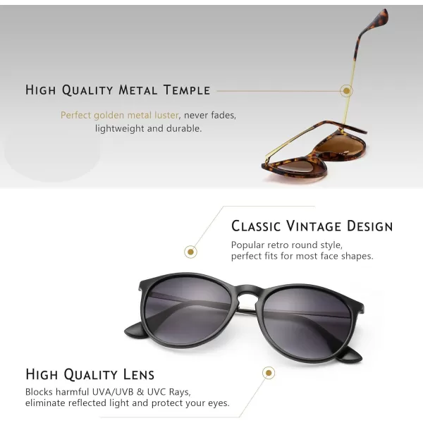 SUNGAIT Vintage Round Sunglasses for Women Men Classic Retro Designer Style2 Pack Nonpolarized Matte AmberBrown Gradient  Matte BlackGray Gradient