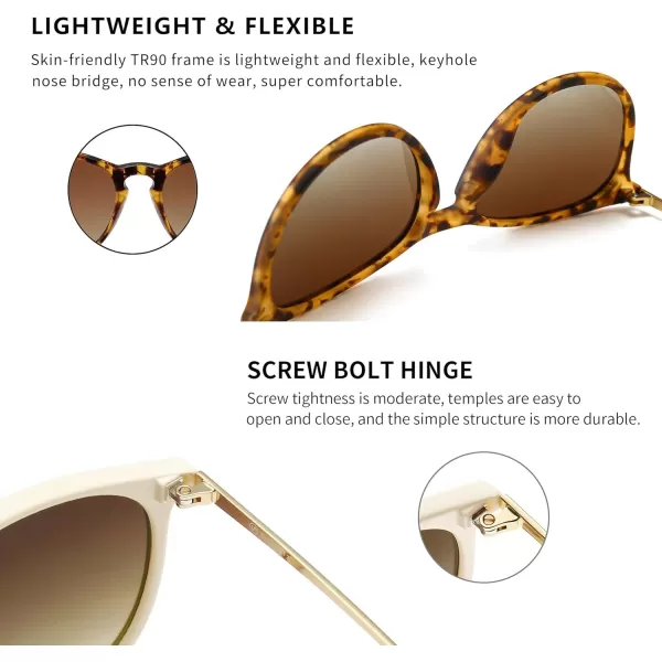 SUNGAIT Vintage Round Sunglasses for Women Men Classic Retro Designer Style2 Pack Nonpolarized Matte AmberBrown Gradientmilky WhiteBrown Gradient