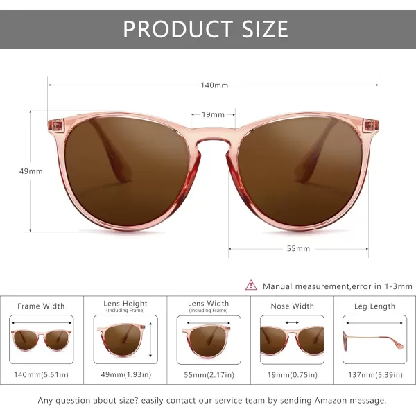 SUNGAIT Vintage Round Sunglasses for Women Men Classic Retro Designer Style2 Pack Polarized Matte AmberBrown Gradientglossy Pink BrownLightbrown