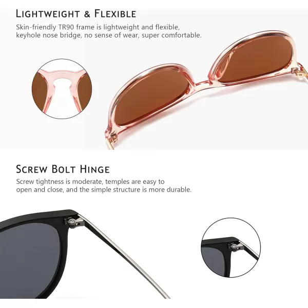 SUNGAIT Vintage Round Sunglasses for Women Men Classic Retro Designer Style2 Pack Polarized Matte BlackGrayglossy Pink BrownLightbrown