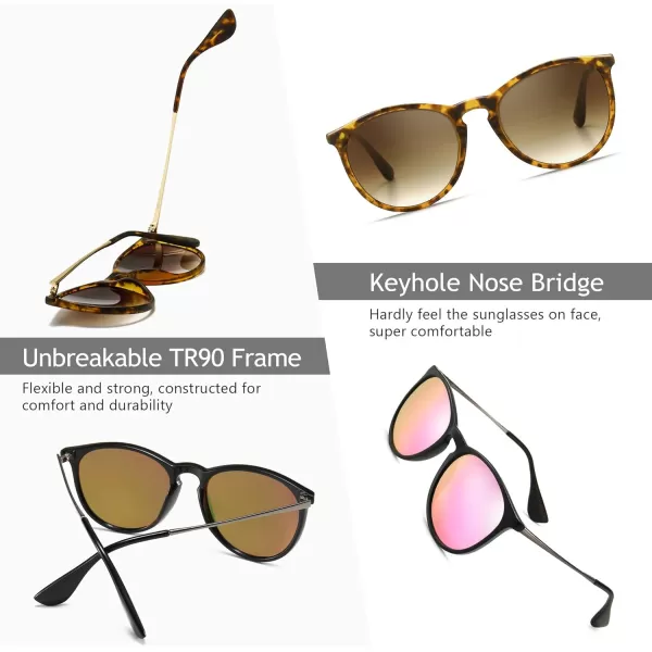 SUNGAIT Vintage Round Sunglasses for Women Men Classic Retro Designer Style3 Pack Polarized Matte AmberBrown Gradientmatte BlackGray Gradientglossy BlackSakura Pink