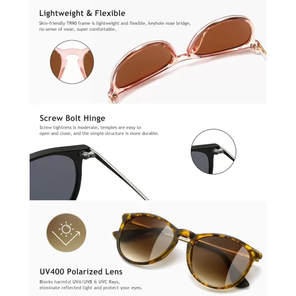 SUNGAIT Vintage Round Sunglasses for Women Men Classic Retro Designer Style3 Pack Polarized Matte AmberBrown Gradientmatte BlackGrayglossy Pink BrownLightbrown