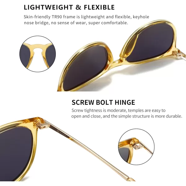 SUNGAIT Vintage Round Sunglasses for Women Men Classic Retro Designer StyleClear Yellow FramePolarized Yellow Green Lens