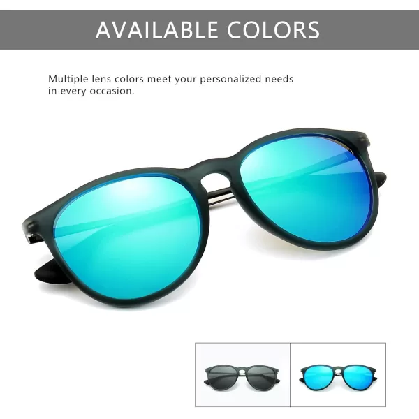 SUNGAIT Vintage Round Sunglasses for Women Men Classic Retro Designer StylePolarized Blue Mirror LensTransparent Gray Frame