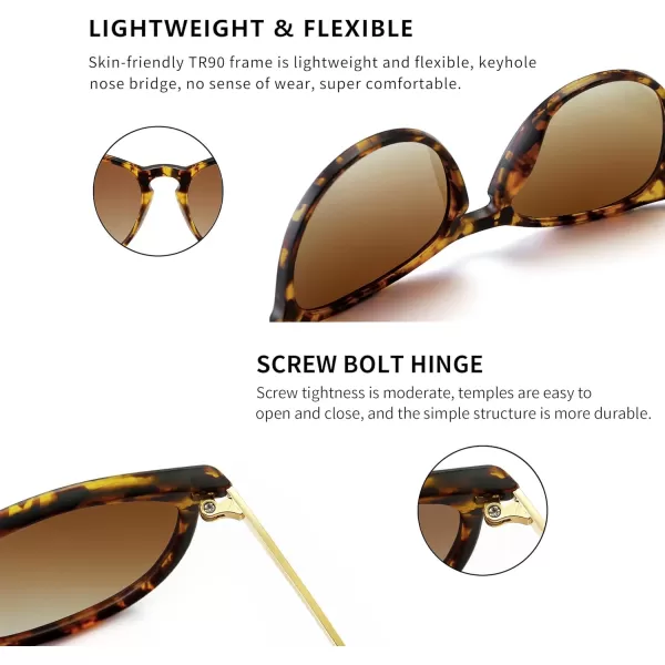 SUNGAIT Vintage Round Sunglasses for Women Men Classic Retro Designer StylePolarized Brown Gradient LensAmber Frame Matte Finish