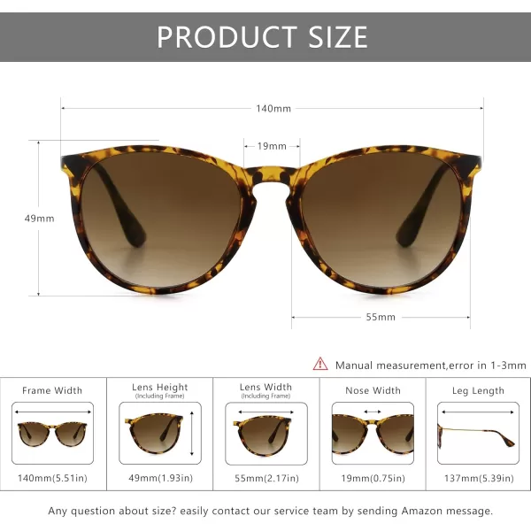 SUNGAIT Vintage Round Sunglasses for Women Men Classic Retro Designer StylePolarized Brown Gradient LensAmber Frame Matte Finish