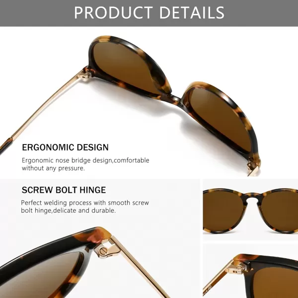 SUNGAIT Vintage Round Sunglasses for Women Men Classic Retro Designer StylePolarized Brown LensLeopard Frame Glossy Finish