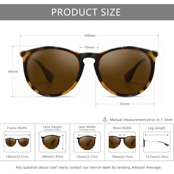 SUNGAIT Vintage Round Sunglasses for Women Men Classic Retro Designer StylePolarized Brown LensLeopard Frame Glossy Finish
