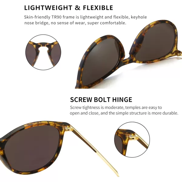 SUNGAIT Vintage Round Sunglasses for Women Men Classic Retro Designer StylePolarized Green Mirror LensAmber Framematte Finish