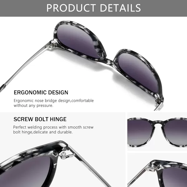 SUNGAIT Vintage Round Sunglasses for Women Men Classic Retro Designer StylePolarized Grey Gradient LensGrey Tortoise Frame Glossy Finish