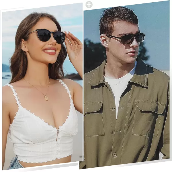 SUNGAIT Vintage Round Sunglasses for Women Men and Ultra Lightweight Rectangular Mens SunglassesMatte BlackGray GunmetalGray