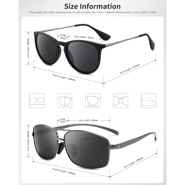 SUNGAIT Vintage Round Sunglasses for Women Men and Ultra Lightweight Rectangular Mens SunglassesMatte BlackGray GunmetalGray