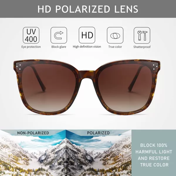 SUNGAIT Women Sunglasses Oversized Polarized Vintage Style for Beach Party DrivingAmber Frameglossy FinishBrown Gradient Lens