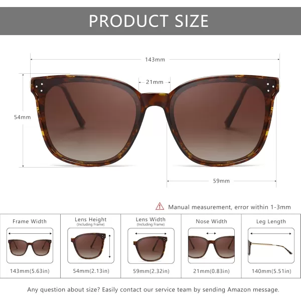 SUNGAIT Women Sunglasses Oversized Polarized Vintage Style for Beach Party DrivingAmber Frameglossy FinishBrown Gradient Lens