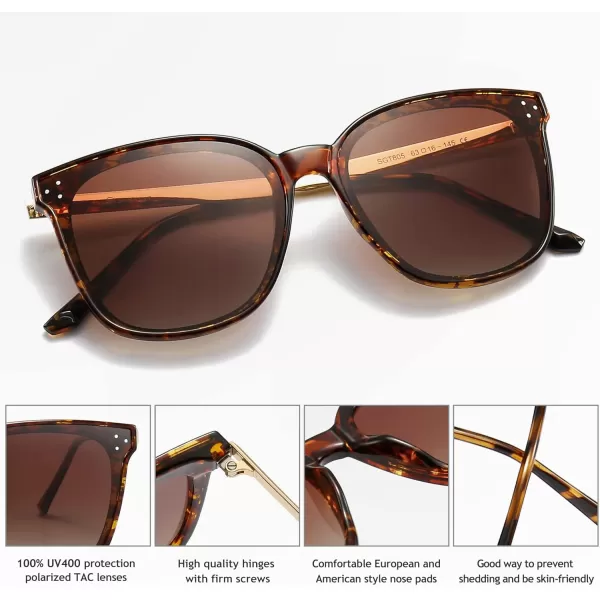 SUNGAIT Women Sunglasses Oversized Polarized Vintage Style for Beach Party DrivingAmber Frameglossy FinishBrown Gradient Lens